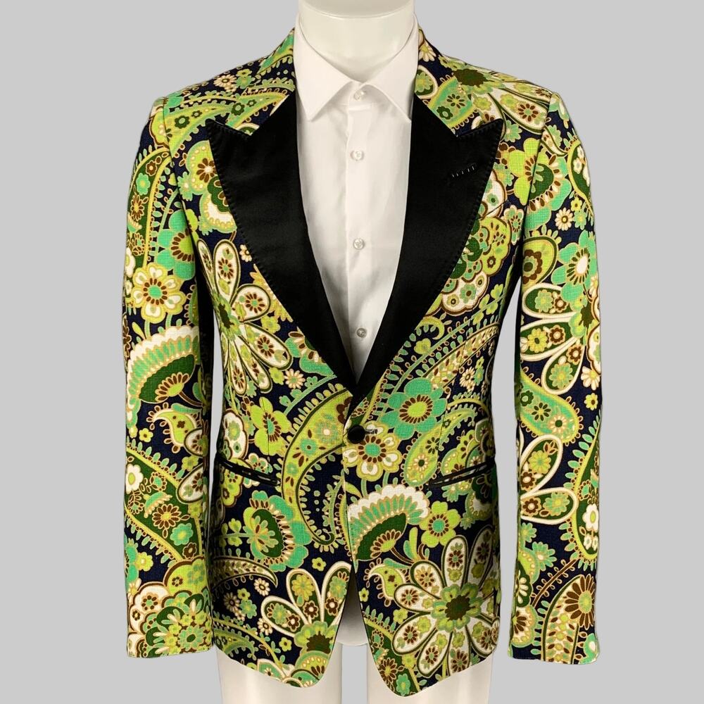 TOM FORD Size 34 Regular Multi-Color Black Paisley Viscose Sport Coat